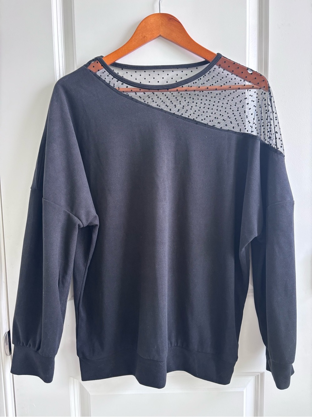 Sheer Yoke Black Women’s Sweatshirt